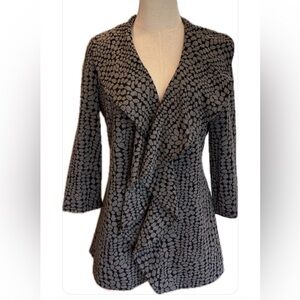 Calvin Klein Gray and Black 3/4 Sleeve Open Ruffle Front Cardigan/Jacket  2